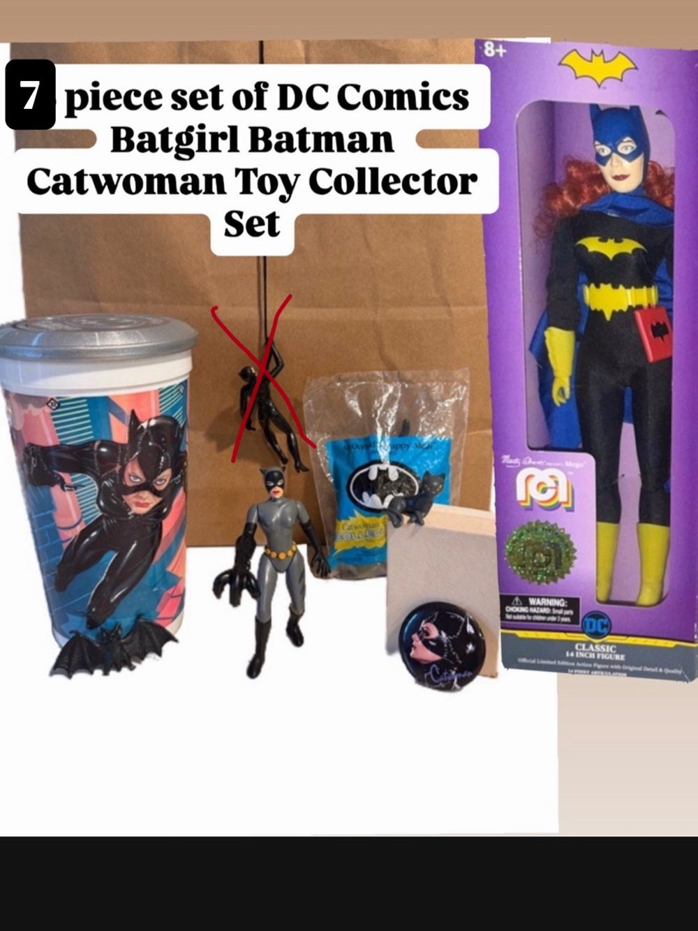 7 piece set of DC Comics Batgirl Batman Catwoman Toy Collector Set